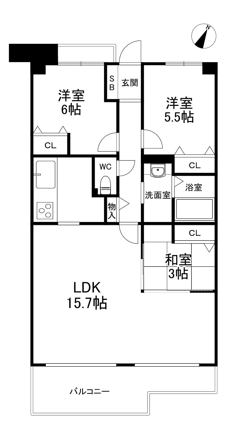 コンドミニアム曽根5F 間取り図