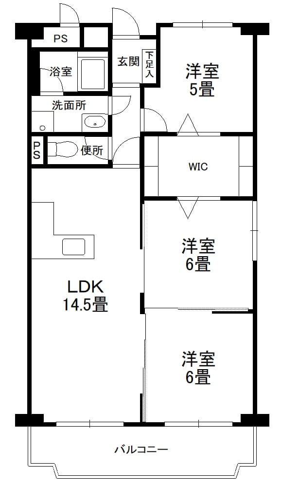 ローレルハイツ千里4号棟307 間取り図