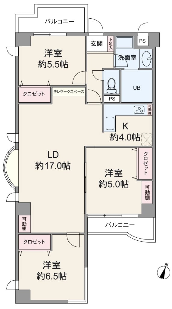 メゾンクレール長興寺502号室 間取り図