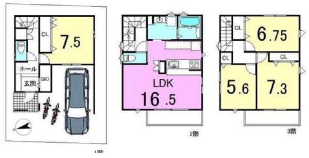 豊中市岡町北新築戸建(1号地) 間取り図