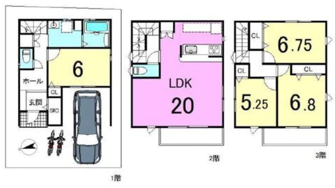 豊中市岡町北新築戸建(2号地) 間取り図