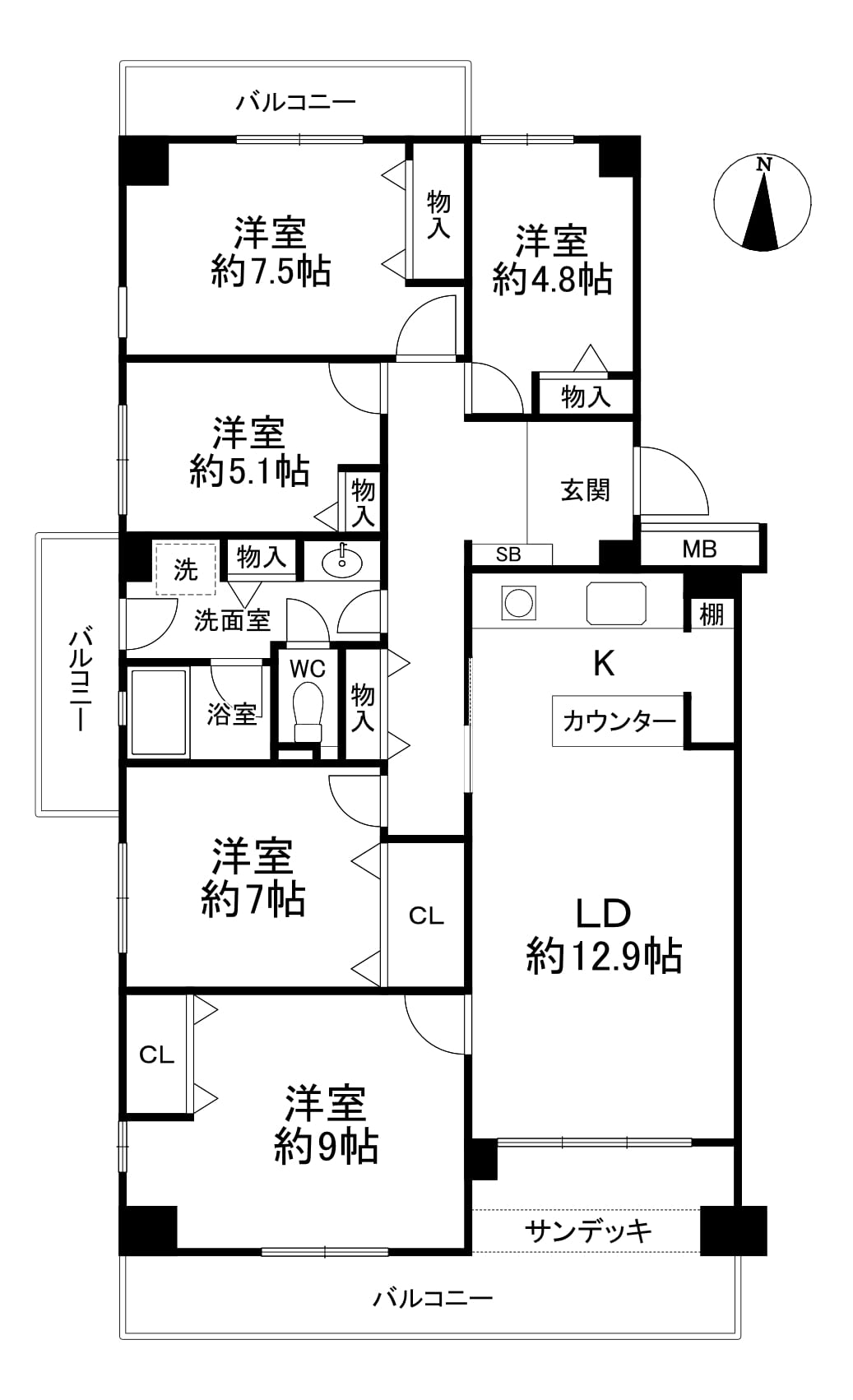 パステル千里A棟5F 間取り図