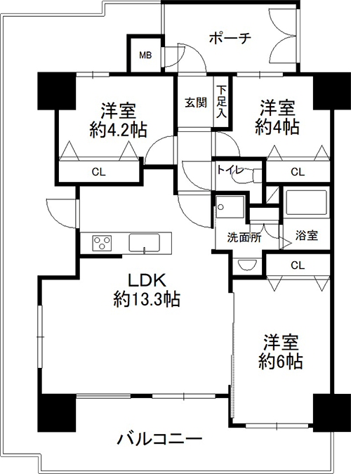 ペルル加島Ⅱ505号室 間取り図
