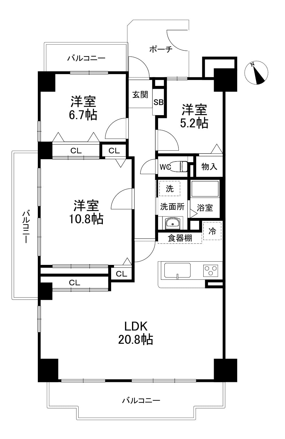 星和プラネタウン千里南第3期B棟 間取り図