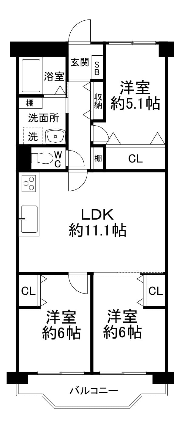 千里山サニーハイツ2F 間取り図