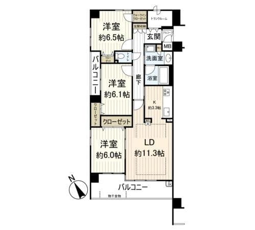 エステムコート吹田・片山公園フローラ3F 間取り図