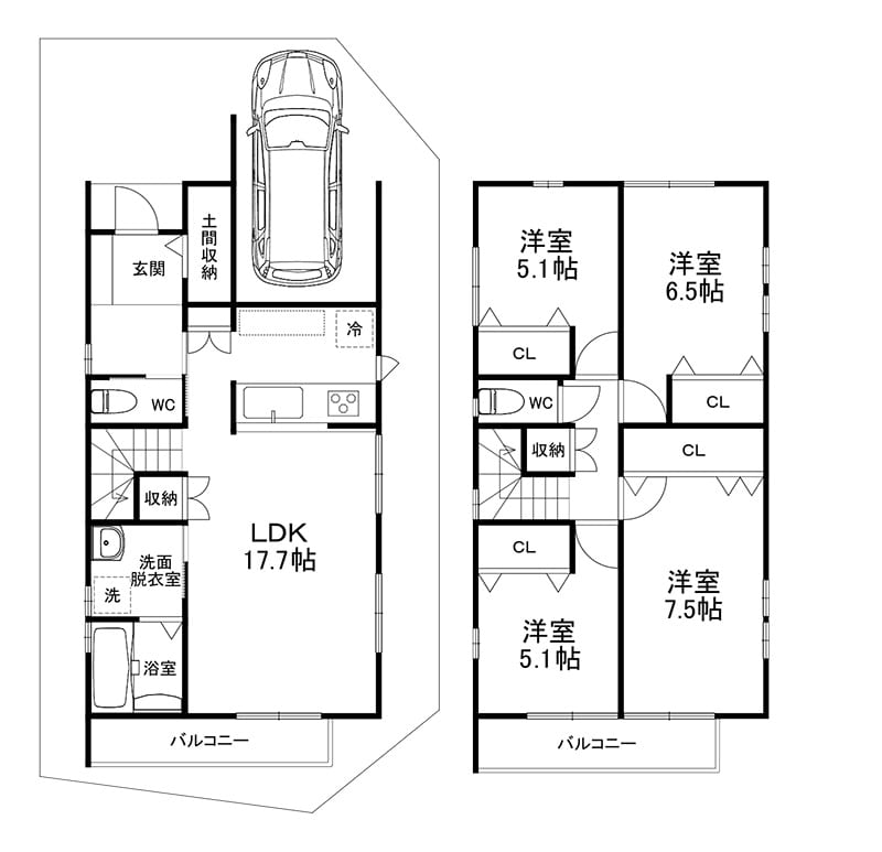 山田西3丁目新築戸建 間取り図