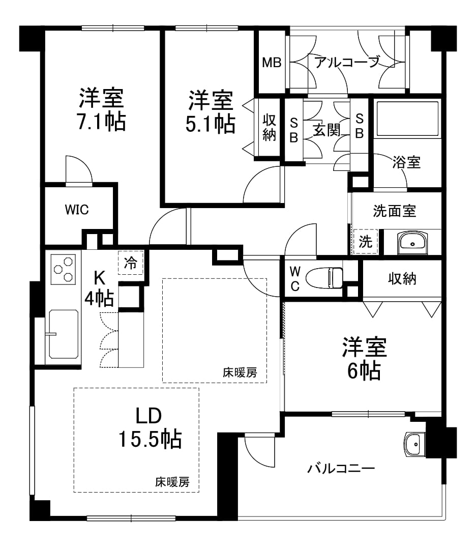 ギャラリーコート豊中・中桜塚 3F 間取り図
