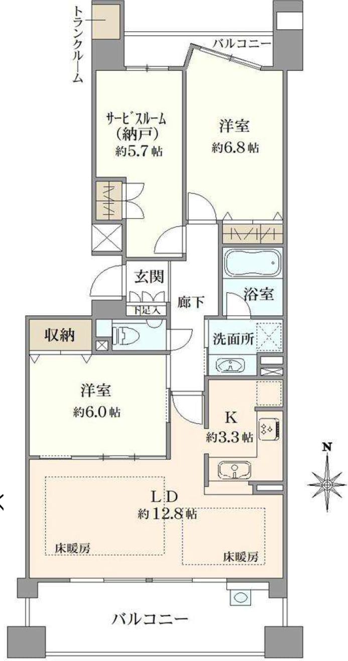 ヒルズ北千里古江台6F 間取り図