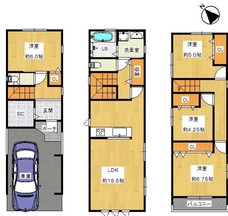 大阪市東淀川区豊新2丁目新築戸建 間取り図