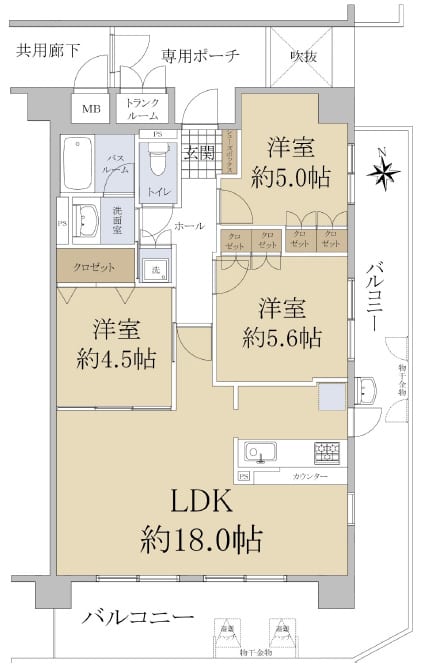 プライムコート高槻総持寺3階 間取り図