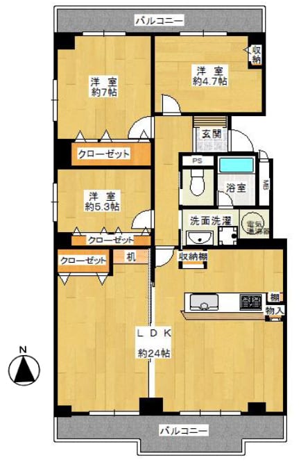 緑地東グランドマンション3F 間取り図