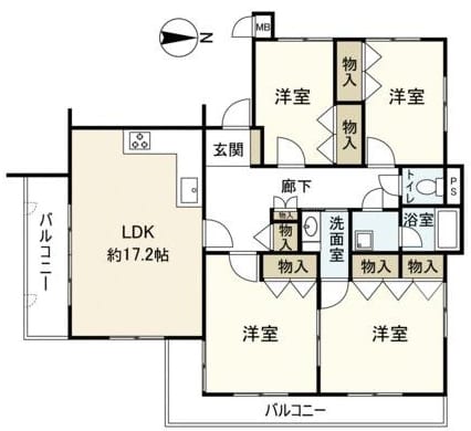 シャルマンコーポ千里山1F 間取り図