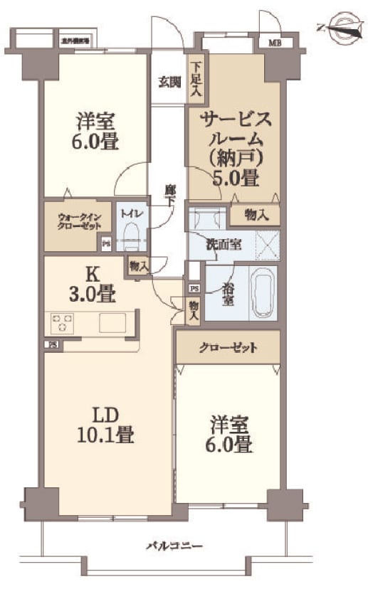 ヴィルヌーブ緑地公園5F 間取り図
